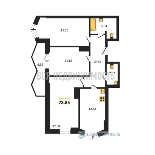 3-комнатная квартира, 78.85кв.м - изображение 0