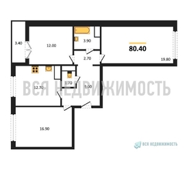 3-комнатная квартира, 80.4кв.м - изображение 1