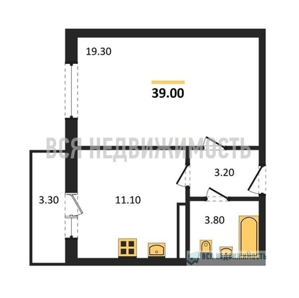 1-комнатная квартира, 39кв.м - изображение