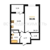 1-комнатная квартира, 38.86кв.м - изображение 1 1-комнатная квартира, 38.86кв.м - изображение 1