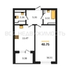 1-комнатная квартира, 40.75кв.м - изображение 1