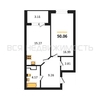 1-комнатная квартира, 50.06кв.м - изображение 1