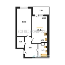 1-комнатная квартира, 51кв.м 1-комнатная квартира, 51кв.м - изображение 1