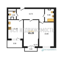2-комнатная квартира, 65.19кв.м 2-комнатная квартира, 65.19кв.м - изображение 1