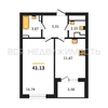 1-комнатная квартира, 41.13кв.м - изображение 1