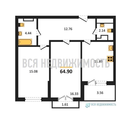 2-комнатная квартира, 64.9кв.м - изображение