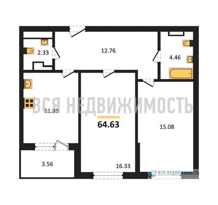 2-комнатная квартира, 64.31кв.м - изображение