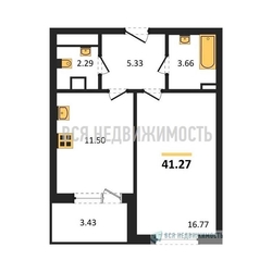 1-комнатная квартира, 41.08кв.м 1-комнатная квартира, 41.08кв.м - изображение 1