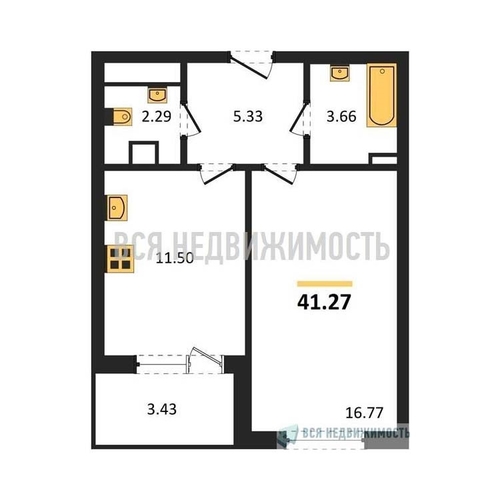 1-комнатная квартира, 41.08кв.м - изображение 0