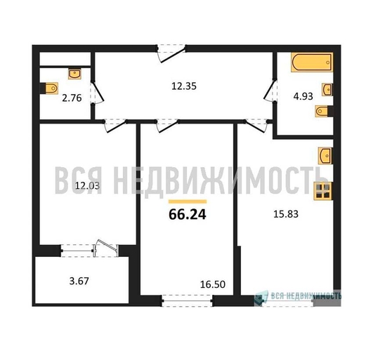 2-комнатная квартира, 66.24кв.м - изображение 0