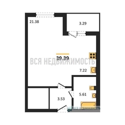 1-комнатная квартира, 39.79кв.м 1-комнатная квартира, 39.79кв.м - изображение 1
