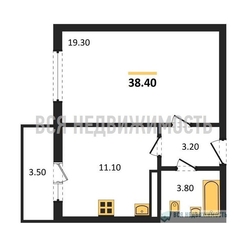 1-комнатная квартира, 38.4кв.м 1-комнатная квартира, 38.4кв.м - изображение 1