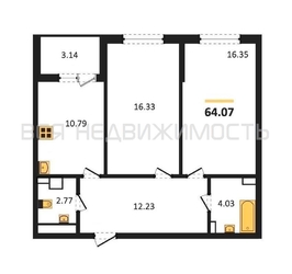 2-комнатная квартира, 64.07кв.м - изображение 1