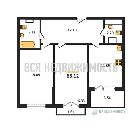2-комнатная квартира, 65.01кв.м - изображение