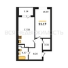 1-комнатная квартира, 51.17кв.м - изображение 1 1-комнатная квартира, 51.17кв.м - изображение 1
