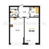 1-комнатная квартира, 43.66кв.м - изображение 1