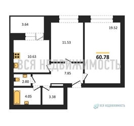 2-комнатная квартира, 60.78кв.м - изображение 1