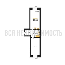 1-комнатная квартира, 49.33кв.м 1-комнатная квартира, 49.33кв.м - изображение 1