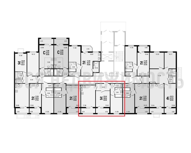 2-комнатная квартира, 60.89кв.м - изображение 1
