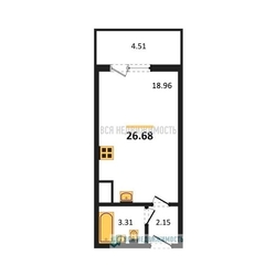 квартира-студия, 26,68кв.м. - изображение 1