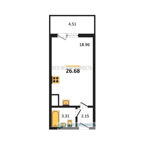 квартира-студия, 26,68кв.м. - изображение 0