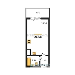 квартира-студия, 26,68кв.м. квартира-студия, 26,68кв.м. - изображение 1
