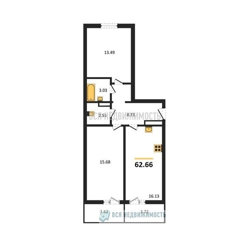 2-комнатная квартира, 62.8кв.м - изображение 0