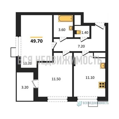 2-комнатная квартира, 49.7кв.м - изображение 0