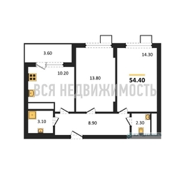 2-комнатная квартира, 54.4кв.м - изображение 1
