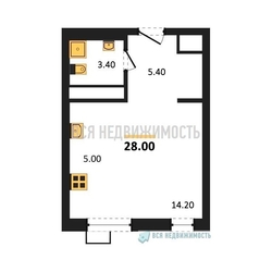 квартира-студия, 28кв.м. квартира-студия, 28кв.м. - изображение 1