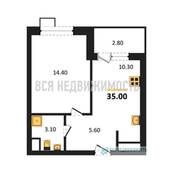 1-комнатная квартира, 35кв.м - изображение 1