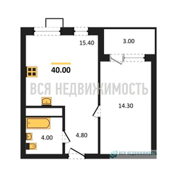 1-комнатная квартира, 40кв.м - изображение 1
