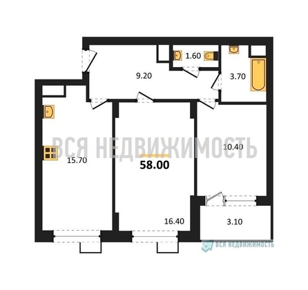 2-комнатная квартира, 58кв.м - изображение