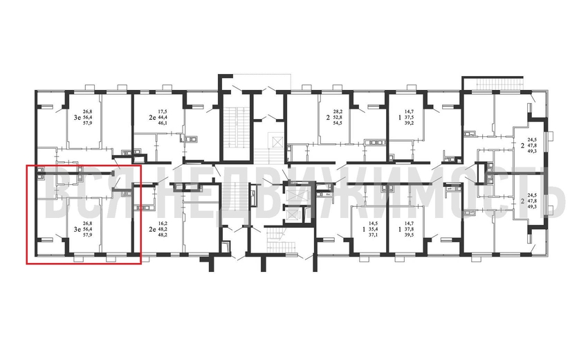 2-комнатная квартира, 57.9кв.м - изображение 1