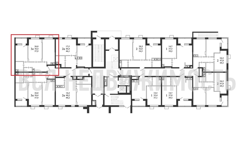 2-комнатная квартира, 57.9кв.м - изображение 1