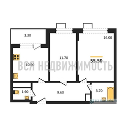 2-комнатная квартира, 55.5кв.м - изображение 1