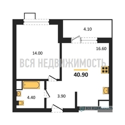 1-комнатная квартира, 40.9кв.м - изображение 1