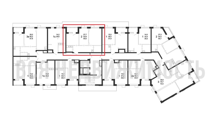 2-комнатная квартира, 55.6кв.м - изображение 1