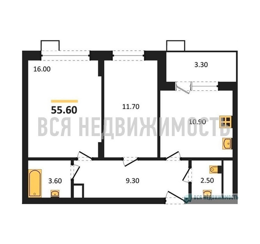 2-комнатная квартира, 55.6кв.м - изображение 0