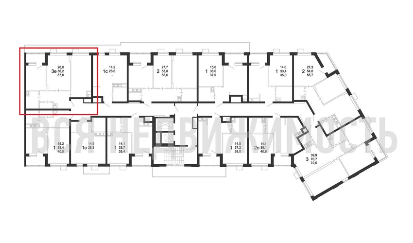 2-комнатная квартира, 57.8кв.м - изображение 1