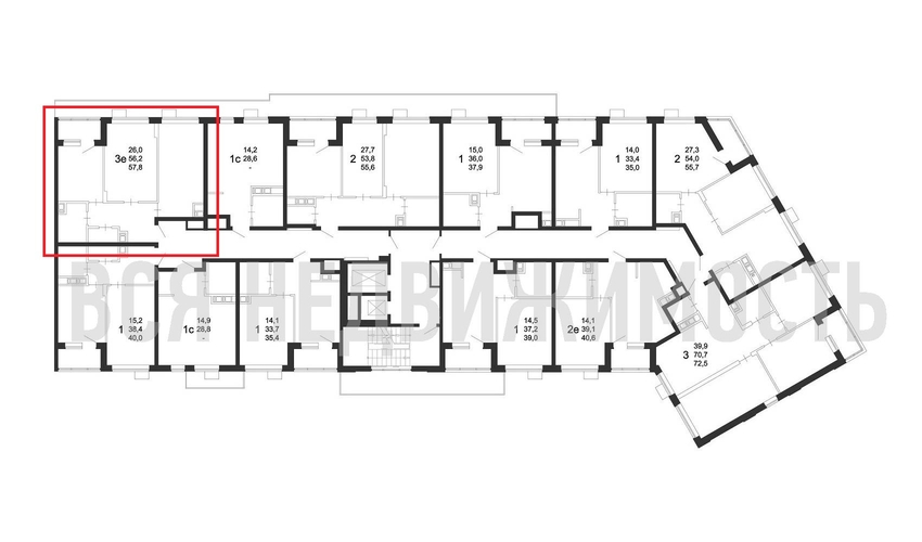 2-комнатная квартира, 57.8кв.м - изображение 1