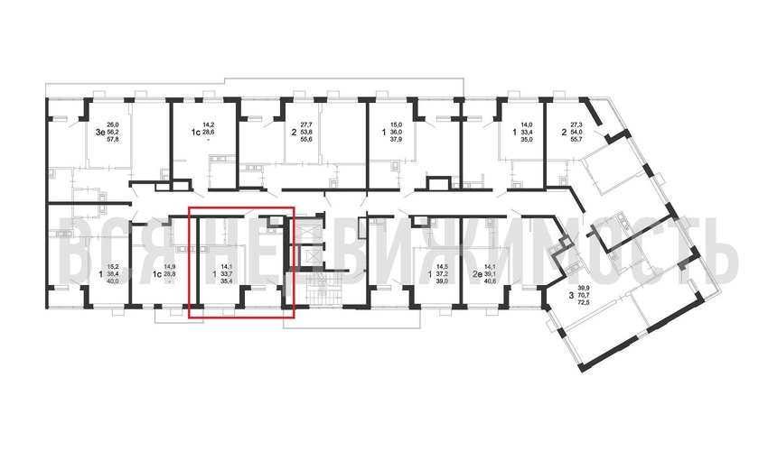 1-комнатная квартира, 35.4кв.м - изображение 1