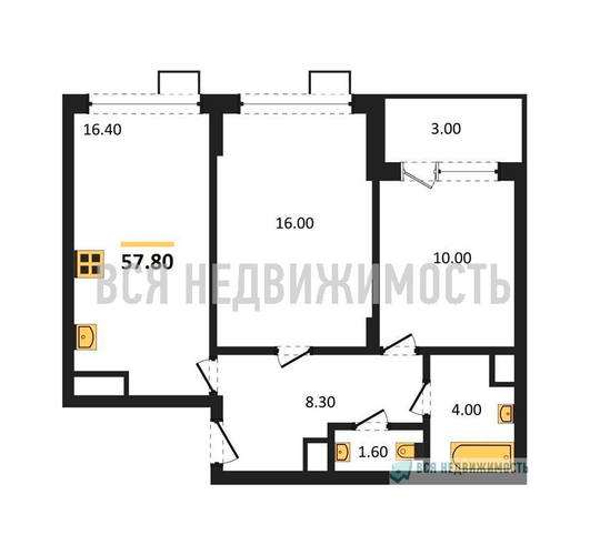 2-комнатная квартира, 57.8кв.м - изображение 0