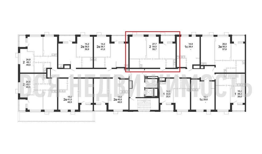 2-комнатная квартира, 55.7кв.м - изображение 1