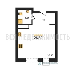 квартира-студия, 28,5кв.м. - изображение 1