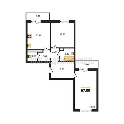 2-комнатная квартира, 67кв.м 2-комнатная квартира, 67кв.м - изображение