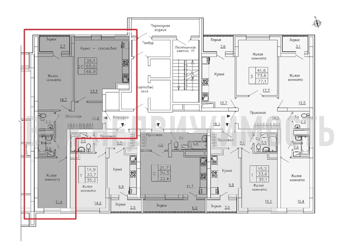 2-комнатная квартира, 66.9кв.м - изображение 1