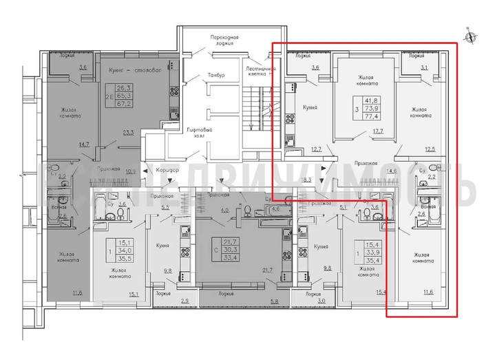 3-комнатная квартира, 77.4кв.м - изображение 1