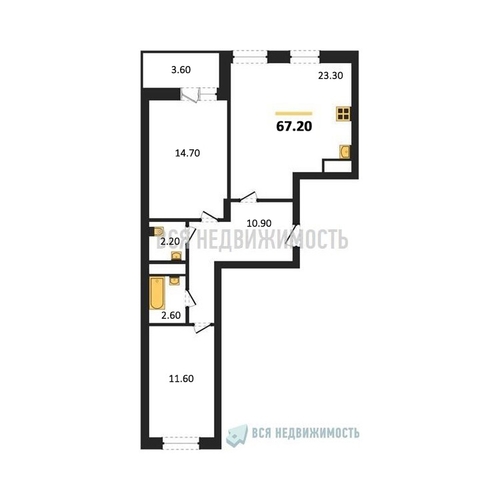 2-комнатная квартира, 67.2кв.м - изображение 0