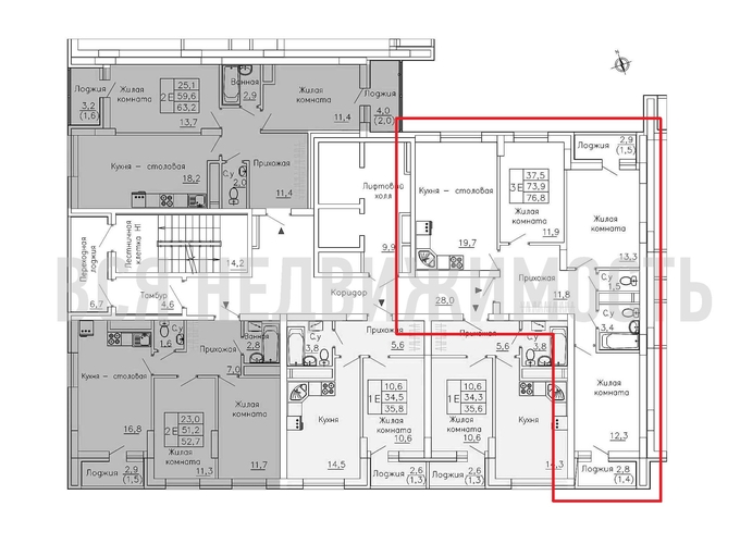 3-комнатная квартира, 76.8кв.м - изображение 1